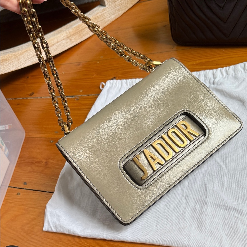 Authentic Dior Metallic Gold J'Adior Shoulder Bag
